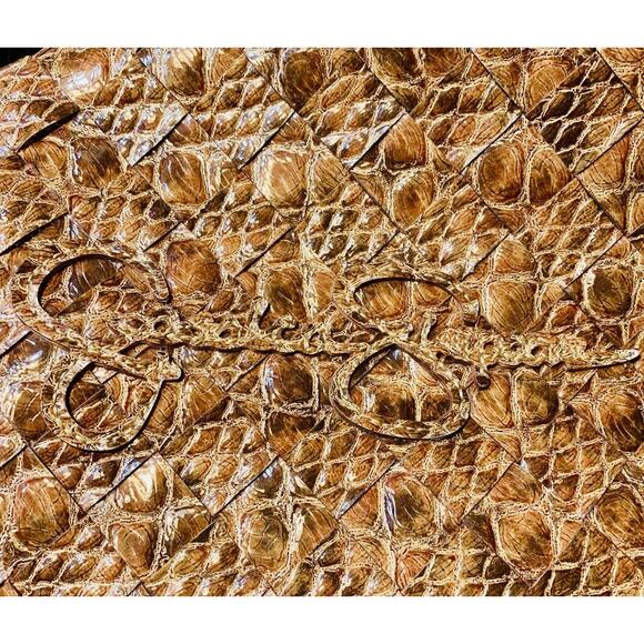 Jessica Simpson Y2K Vintage Woven Brown Purse Tote Brown Leather Hobo Bag - Picture 2 of 8